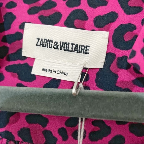 Zadig & Voltaire Reveal Leopard Print Mini Dress Framboise Pink Size XS NWT - Picture 7 of 15